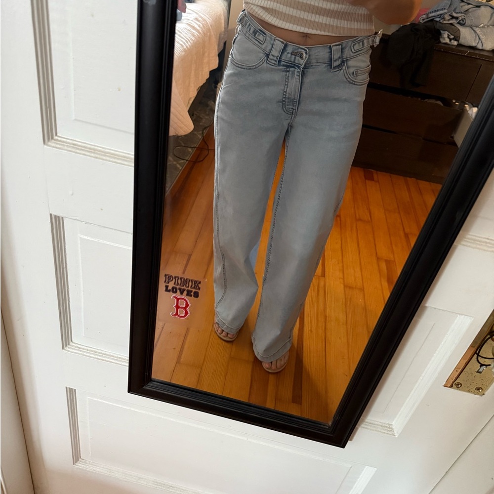 Lovegen Wide Leg Adjustable Waist Jeans